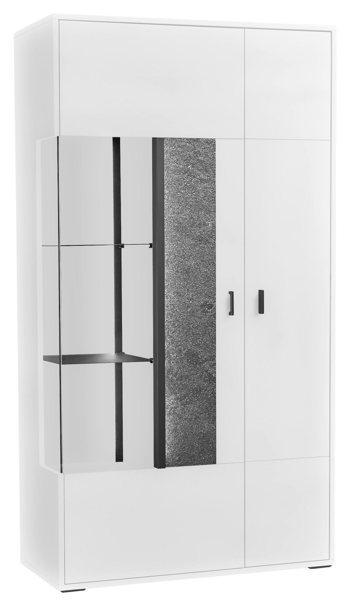 VITRINE in Weiß, Grau  - Dunkelgrau/Weiß, Design, Glas/Holzwerkstoff (93,7/170,8/37,2cm) - SetOne by Musterring