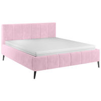 POLSTERBETT 180/200 cm, inkl. gepolstertes Kopfteil, Lattenrost,  in Rosa  - Schwarz/Naturfarben, Trend, Holz/Textil (180/200cm) - home24