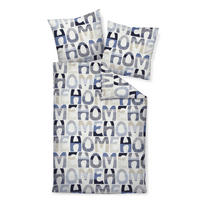 BETTWÄSCHE DAVOS Biber 135/200 cm  - Sandfarben/Blau, Basics, Textil (135/200cm) - Janine