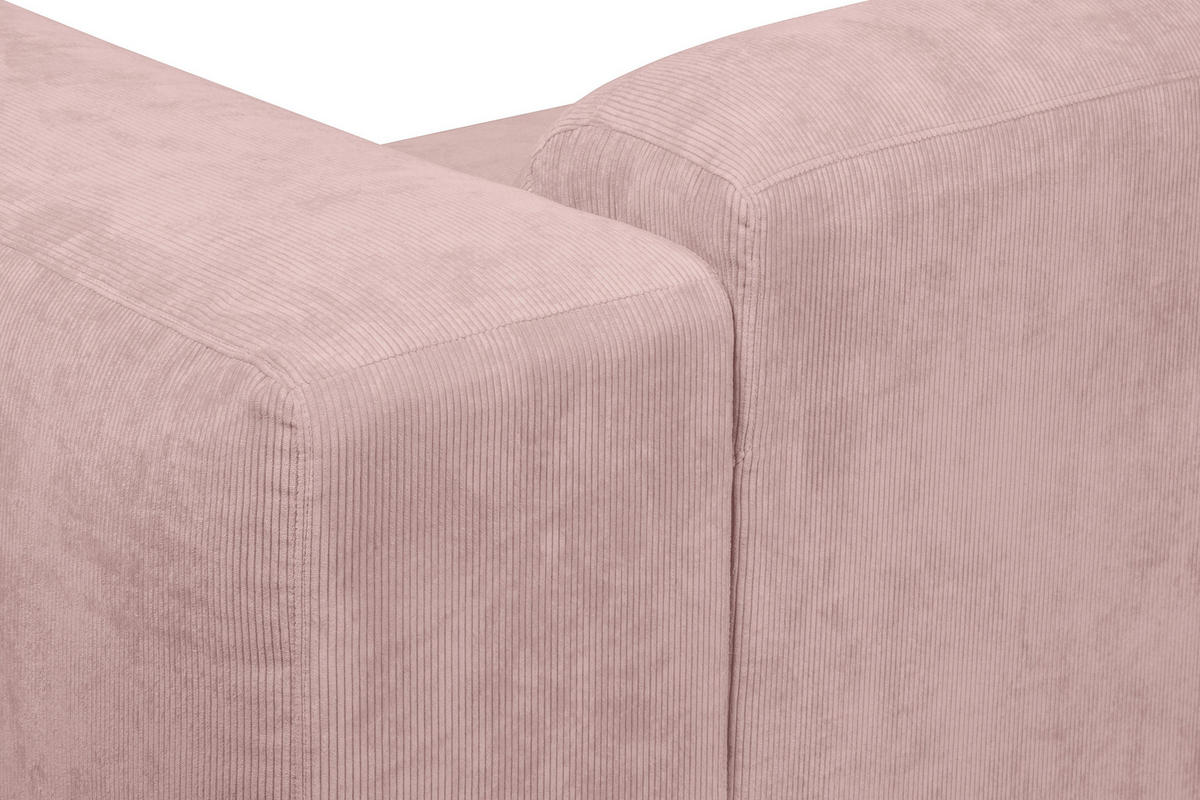 ECKSOFA HANNAH Rosa Cord  - Schwarz/Rosa, Design, Kunststoff/Textil (170/343cm) - MID.YOU