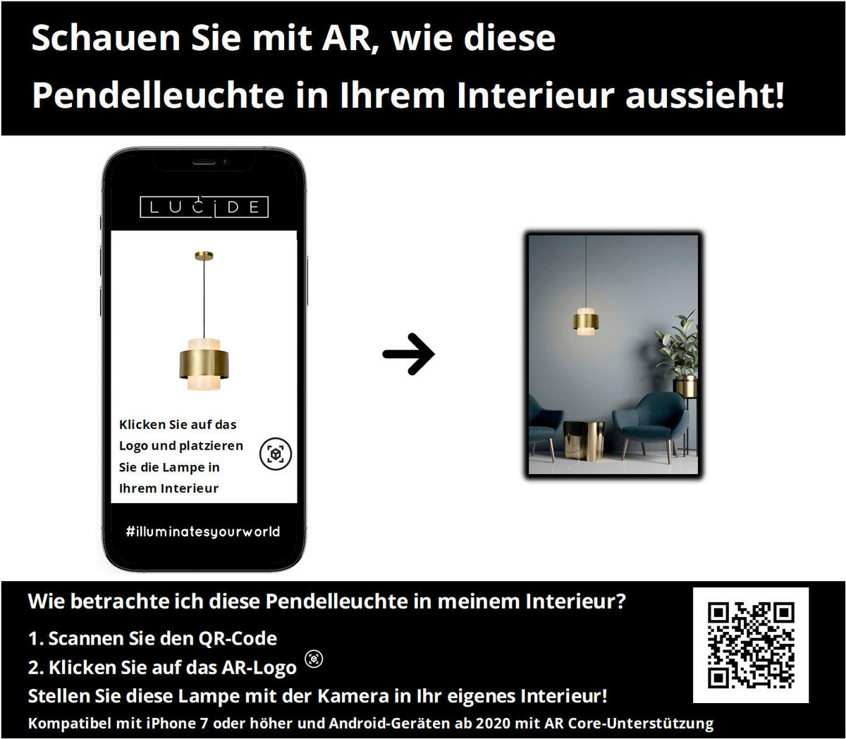 PENDELLEUCHTE 30/30/150 cm    - Lifestyle, Glas (30/30/150cm) - Lucide