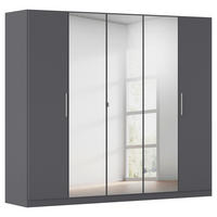DREHTÜRENSCHRANK 226/197/54 cm,  in Grau, 5 Tür(en)  - Alufarben/Grau, KONVENTIONELL, Glas/Holzwerkstoff (226/197/54cm) - home24