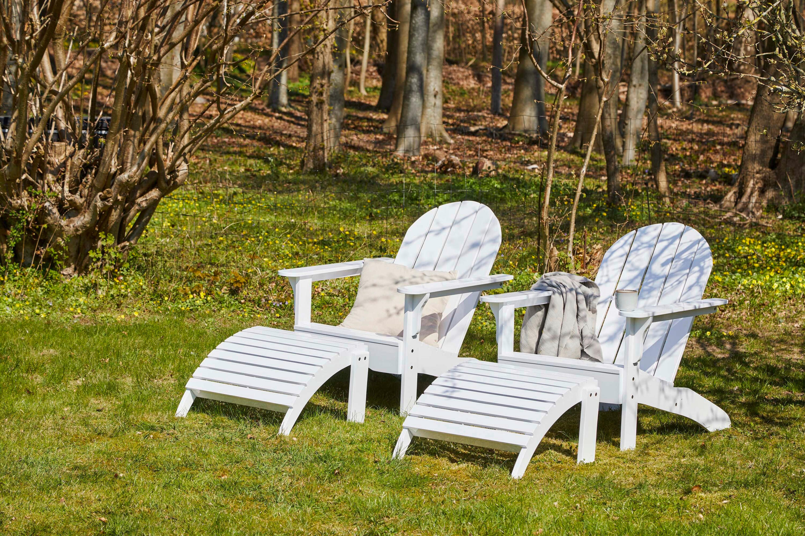 GARTENLIEGE 105/88/80 cm  - Weiß Hochglanz, Natur, Holz (105/88/80cm) - Gardenson