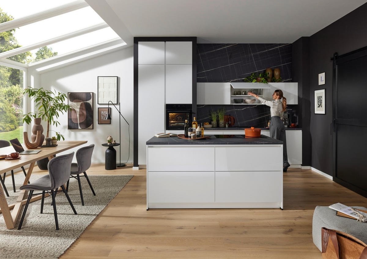 EINBAUKÜCHE ULTRA GLISS  - Weiß, Design, Holzwerkstoff - Novel