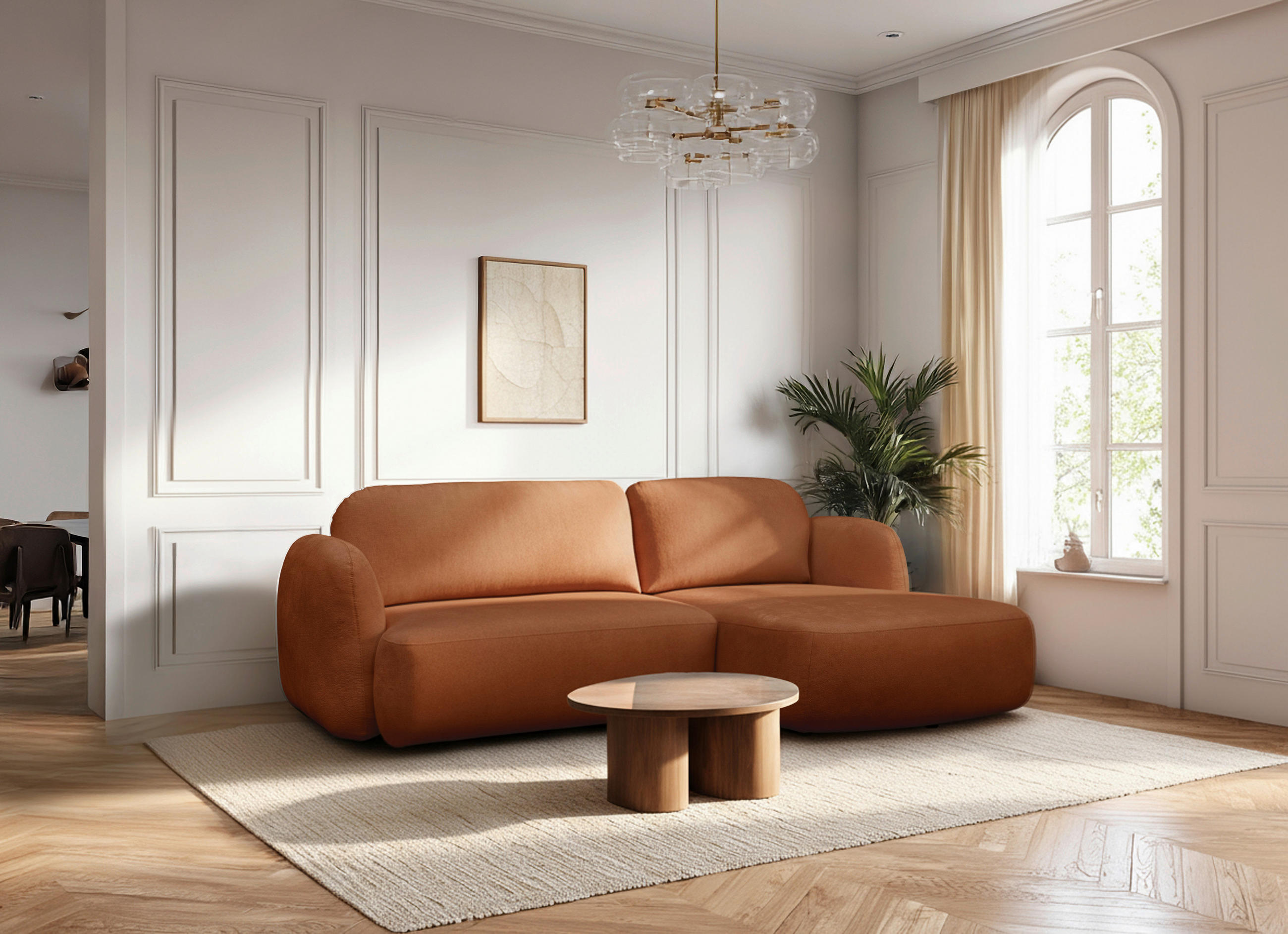 ECKSOFA VELU Terracotta Chenille  - Terracotta/Schwarz, Design, Textil (270/175cm) - MID.YOU