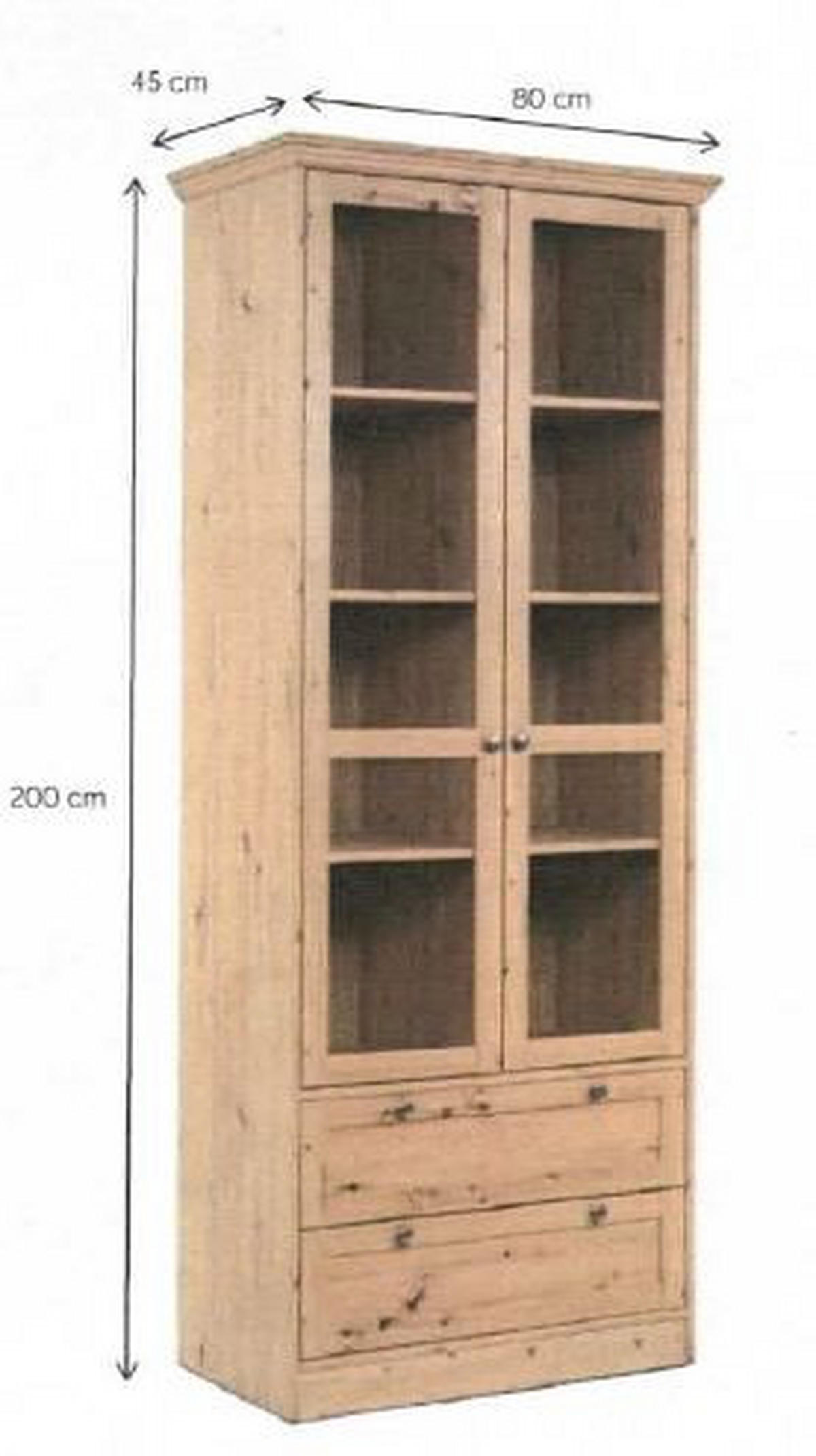 VITRINA 80/200/45 cm   - hrast Artisan, Natur, staklo/drvni materijal (80/200/45cm) - Livetastic
