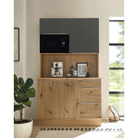 MINIKÖK 120/211/60 cm   i grå, ek Artisan  - aluminiumfärg/ek Artisan, Lifestyle, trämaterial/plast (120/211/60cm) - Respekta