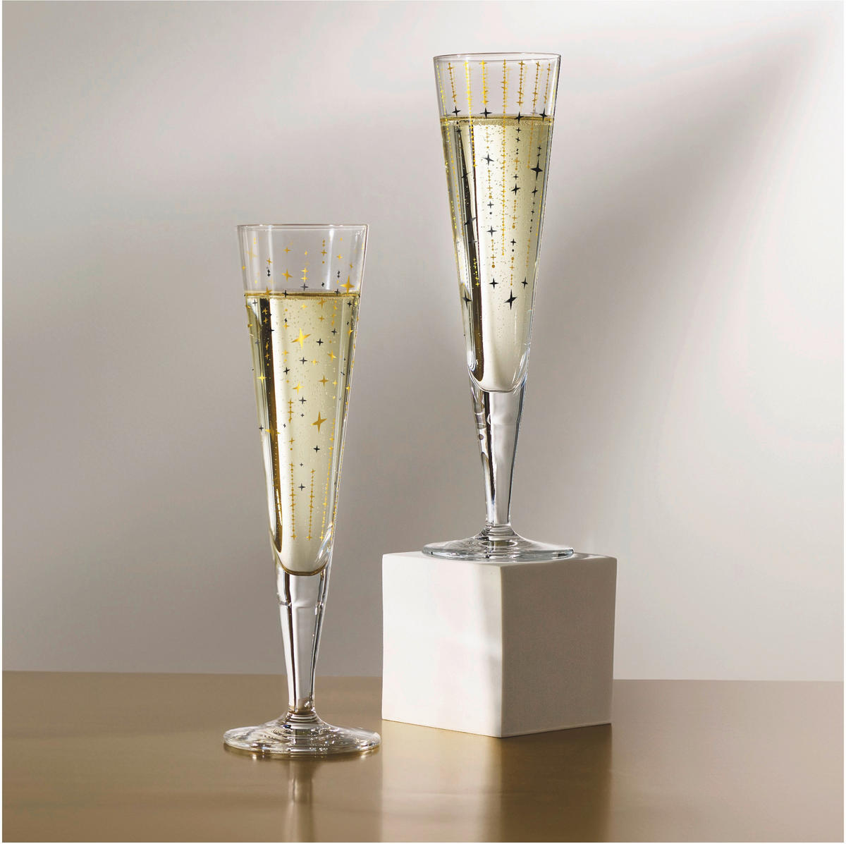 CHAMPAGNERGLAS 205 ml 2-teilig  - Platinfarben/Goldfarben, LIFESTYLE, Glas (7,2/24/7,2cm) - Ritzenhoff