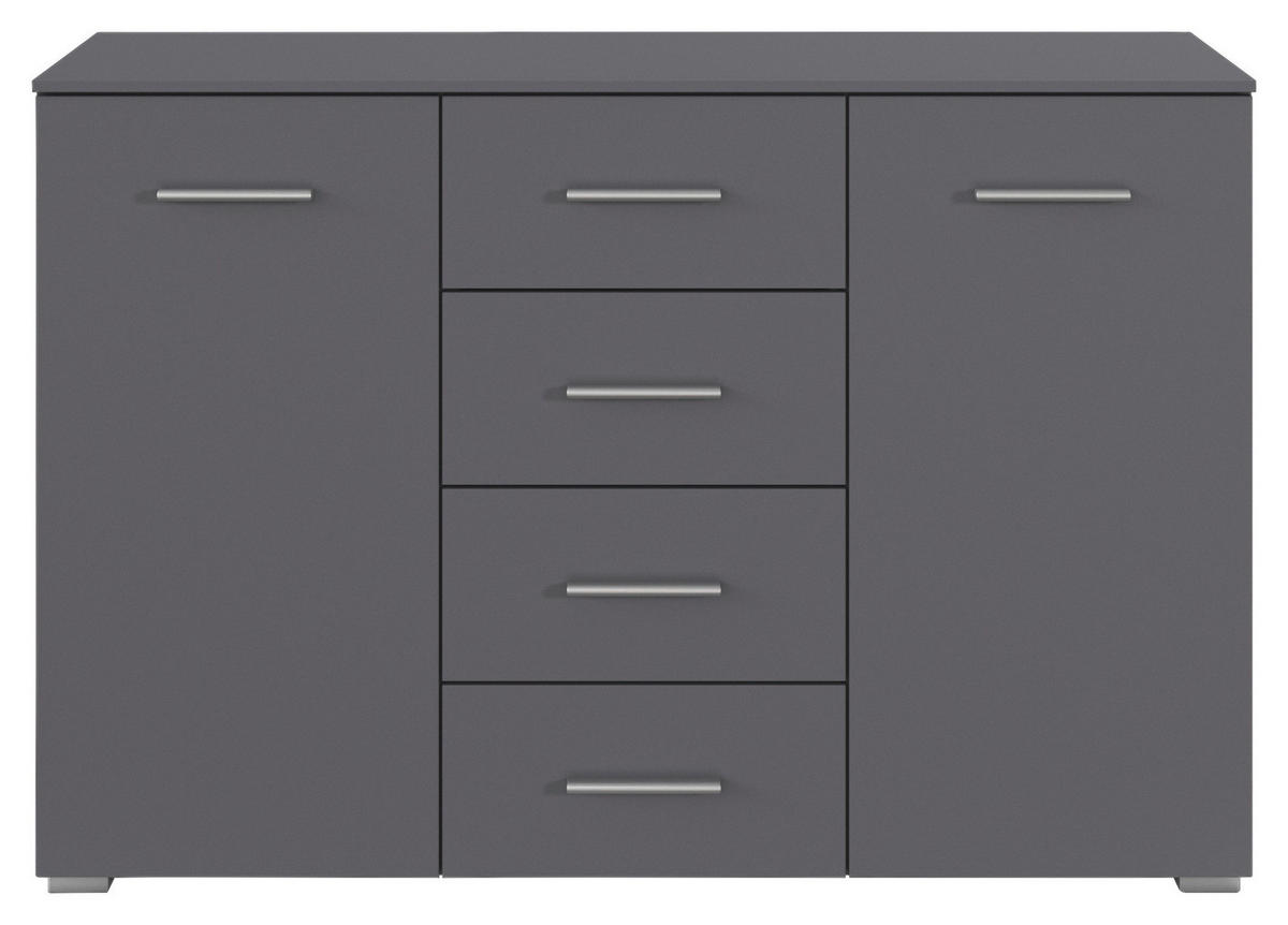 KOMMODE , 120/81/42 cm, 4 Schublade(n)  - Silberfarben/Grau, KONVENTIONELL, Holzwerkstoff/Kunststoff (120/81/42cm) - home24