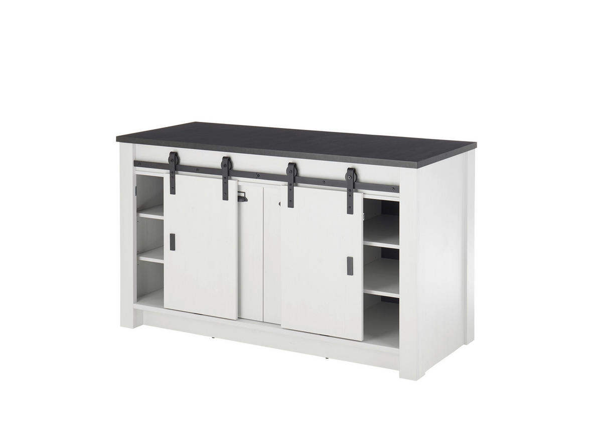 SPÜLENUNTERSCHRANK 161/93/64 cm  in Anthrazit, Weiß  - Anthrazit/Schwarz, Trend, Holzwerkstoff/Metall (161/93/64cm) - MID.YOU
