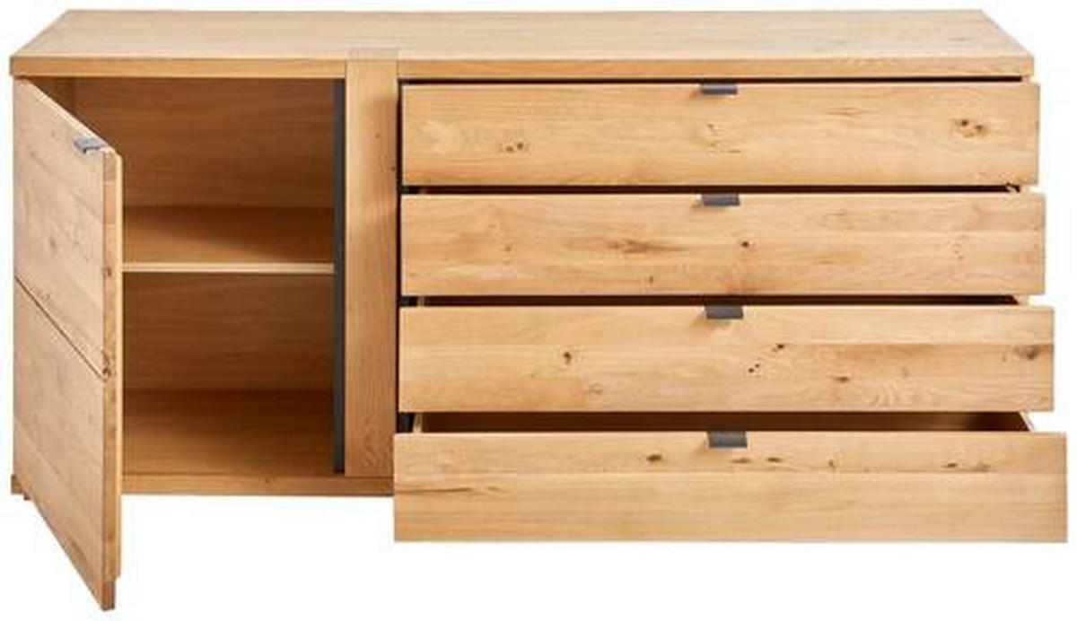 SIDEBOARD 178/79,5/43 cm  - Eichefarben/Anthrazit, KONVENTIONELL, Holz/Holzwerkstoff (178/79,5/43cm) - Linea Natura