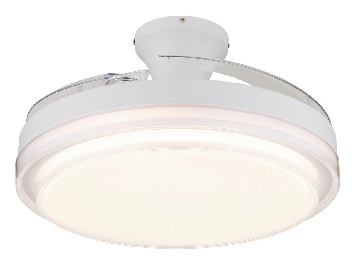 STROPNÍ VENTILÁTOR, 106,6/27,5 cm  - bílá/čiré, Konvenční, kov/plast (106,6/27,5cm) - Globo