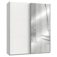 SCHWEBETÜRENSCHRANK 150/216/65 cm,  in Weiß, 2 Tür(en)  - Chromfarben/Weiß, MODERN, Glas/Holzwerkstoff (150/216/65cm) - MID.YOU