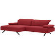 ECKSOFA in Flachgewebe Rot  - Anthrazit/Rot, Design, Textil/Metall (166/280cm) - Ambiente