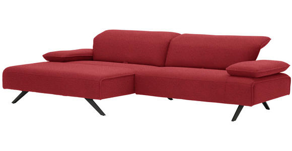 ECKSOFA in Flachgewebe Rot  - Anthrazit/Rot, Design, Textil/Metall (166/280cm) - Ambiente