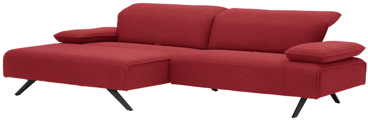 ECKSOFA in Flachgewebe Rot  - Anthrazit/Rot, Design, Textil/Metall (166/280cm) - Johann Jakob