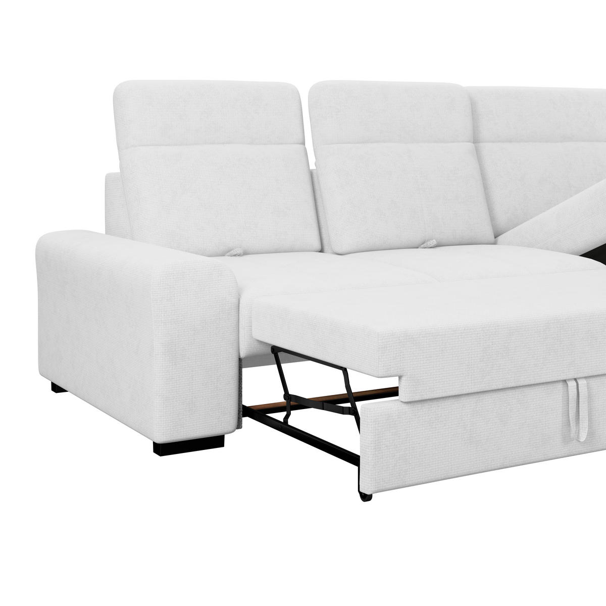 ECKSOFA Silberfarben Chenille Rücken echt, Kopfteilverstellung  - Silberfarben/Schwarz, KONVENTIONELL, Holz/Textil (286/203cm) - MID.YOU