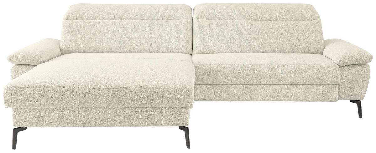 ECKSOFA Struktur Creme  - Creme/Schwarz, Konventionell, Textil/Metall (178/300cm) - Livetastic