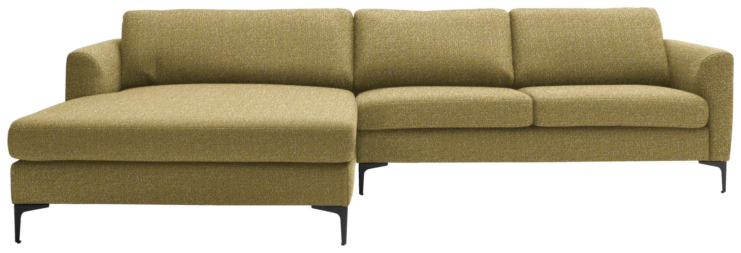 ECKSOFA in Flachgewebe Currygelb  195/310 cm  - Currygelb/Schwarz, Design, Textil/Metall (195/310cm) - Schöner Wohnen