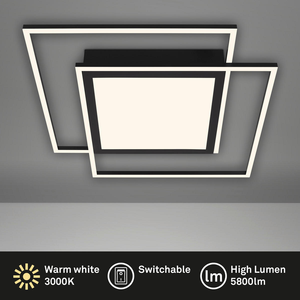 LED PLAFONJERA - crna, Osnovno, metal/plastika (51,5/6,5cm)
