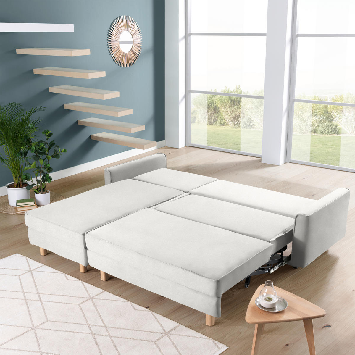 ECKSOFA in Chenille Ecru  170/237 cm  - Ecru/Eichefarben, KONVENTIONELL, Holz/Textil (170/237cm) - Sedda