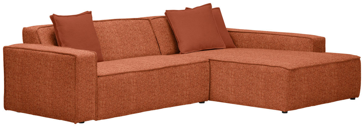 ECKSOFA in Chenille Rostfarben  - Rostfarben/Schwarz, Konventionell, Kunststoff/Textil (280/188cm) - Carryhome
