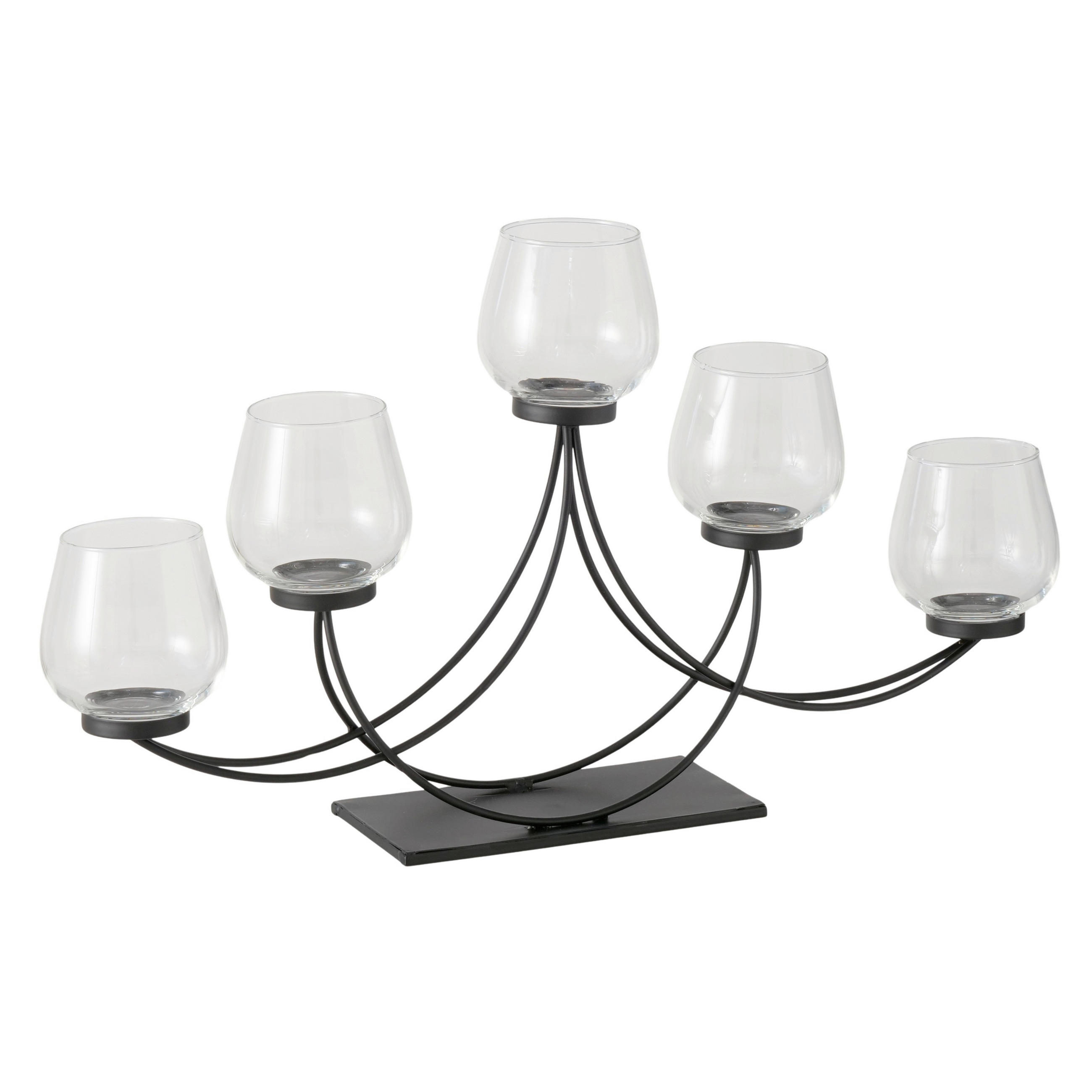 KERZENHALTER - Schwarz, Basics, Glas/Metall (57/10/30cm) - Boltze Home