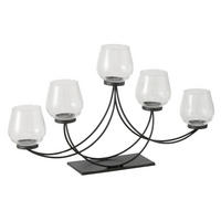 KERZENHALTER - Schwarz, Basics, Glas/Metall (57/10/30cm) - Boltze Home