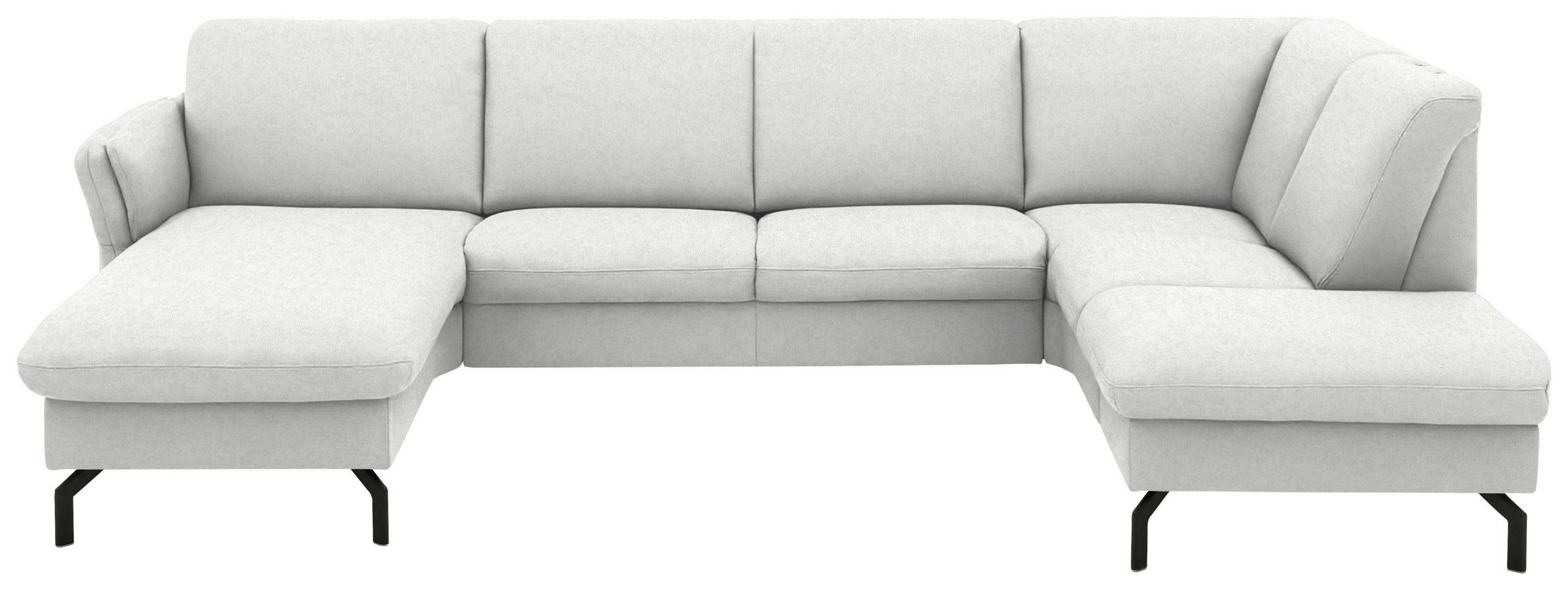 WOHNLANDSCHAFT  in Flachgewebe Alabasterfarben  - Alabasterfarben/Schwarz, KONVENTIONELL, Textil/Metall (170/307/190cm) - Beldomo Comfort