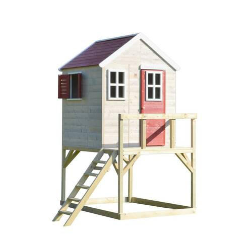SPIELHAUS 197/242/167 cm  - Rot/Naturfarben, KONVENTIONELL, Holz (197/242/167cm) - Ambia Garden