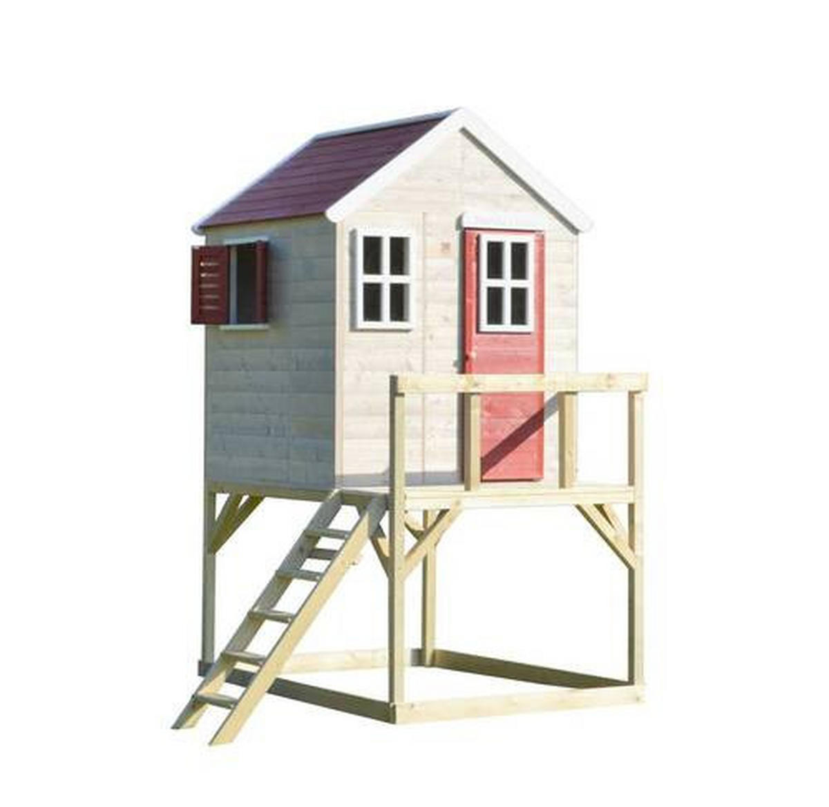 SPIELHAUS 197/242/167 cm  - Rot/Naturfarben, KONVENTIONELL, Holz (197/242/167cm) - Ambia Garden