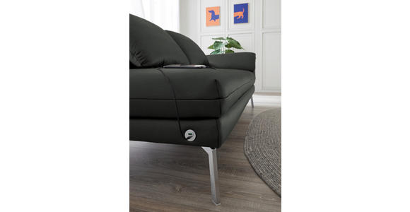 RÉCAMIERE in Echtleder Dunkelgrau - Chromfarben/Dunkelgrau, Design, Leder/Metall (209/85-109/95-16cm) - Dieter Knoll