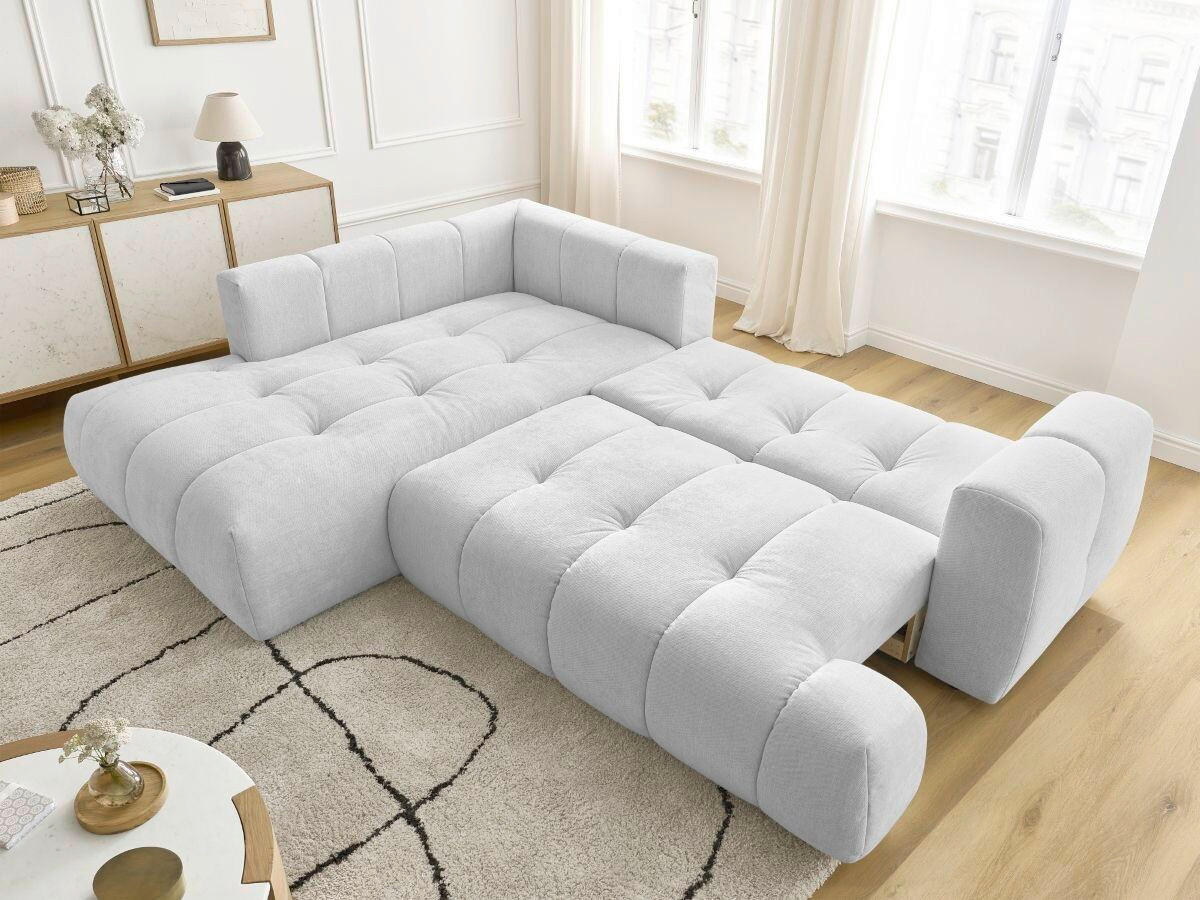 ECKSCHLAFSOFA FUJI Leinenoptik Hellgrau  inkl.  - Hellgrau/Schwarz, MODERN, Kunststoff/Textil (204/282cm)