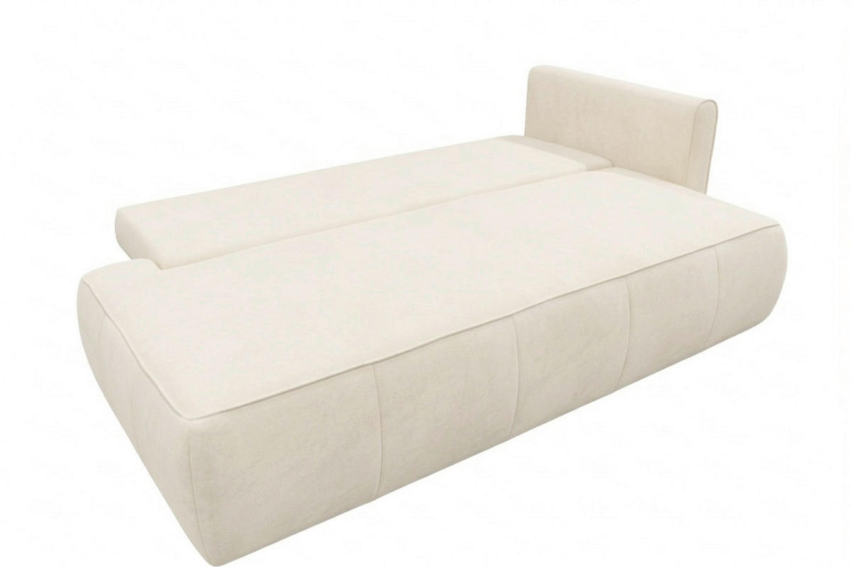 RÉCAMIERE HEVIA in Bouclé Creme  inkl.  - Creme/Schwarz, Design, Kunststoff/Textil (235/97/98cm) - MID.YOU