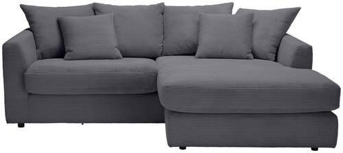 ECKSOFA Dunkelgrau Cord  - Dunkelgrau/Schwarz, Design, Kunststoff/Textil (235/175cm) - home24