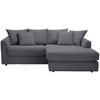 ECKSOFA Dunkelgrau Cord  - Dunkelgrau/Schwarz, Design, Kunststoff/Textil (235/175cm) - home24