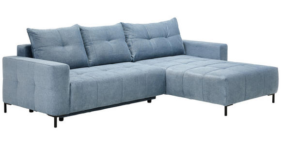 ECKSOFA  in Webstoff Blaugrau  - Blaugrau/Schwarz, KONVENTIONELL, Textil/Metall (292/192cm) - Carryhome