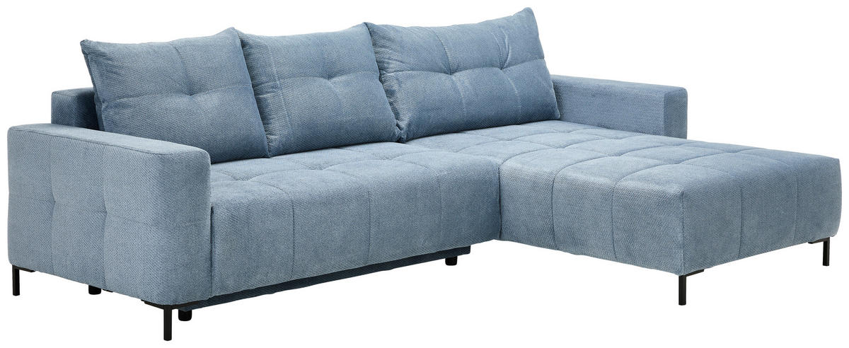 ECKSOFA  in Webstoff Blaugrau  - Blaugrau/Schwarz, KONVENTIONELL, Textil/Metall (292/192cm) - Carryhome
