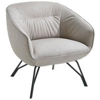 COCKTAILSESSEL in Echtleder Hellgrau  - Anthrazit/Hellgrau, Design, Leder/Metall (77/81/72cm) - Joop!