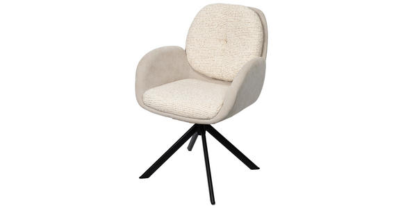 ARMLEHNSTUHL  in Eisen Webstoff  - Beige/Schwarz, Design, Textil/Metall (59/90/64cm) - Linea Natura