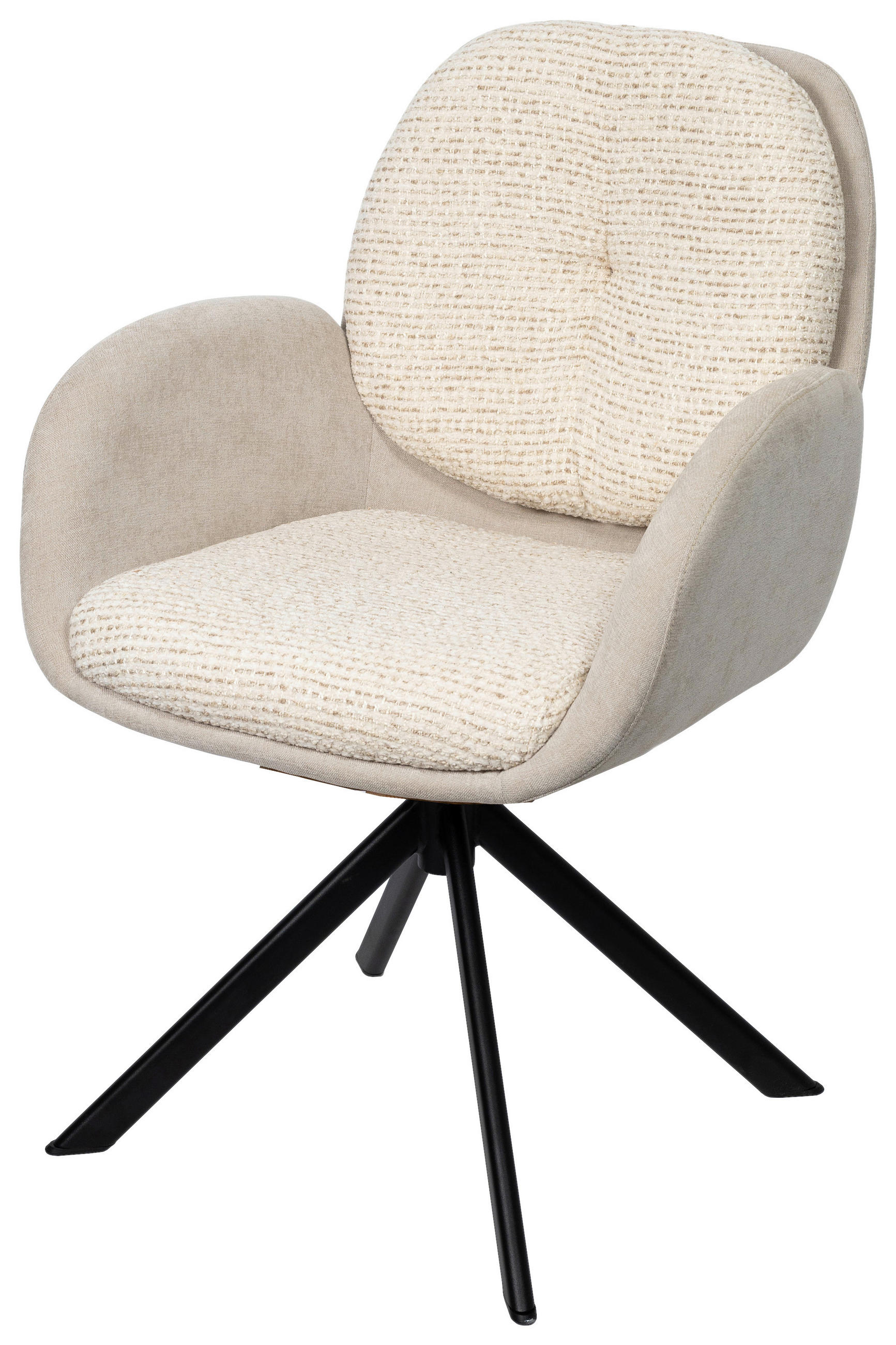 ARMLEHNSTUHL  in Eisen Webstoff  - Beige/Schwarz, Design, Textil/Metall (59/90/64cm) - Linea Natura