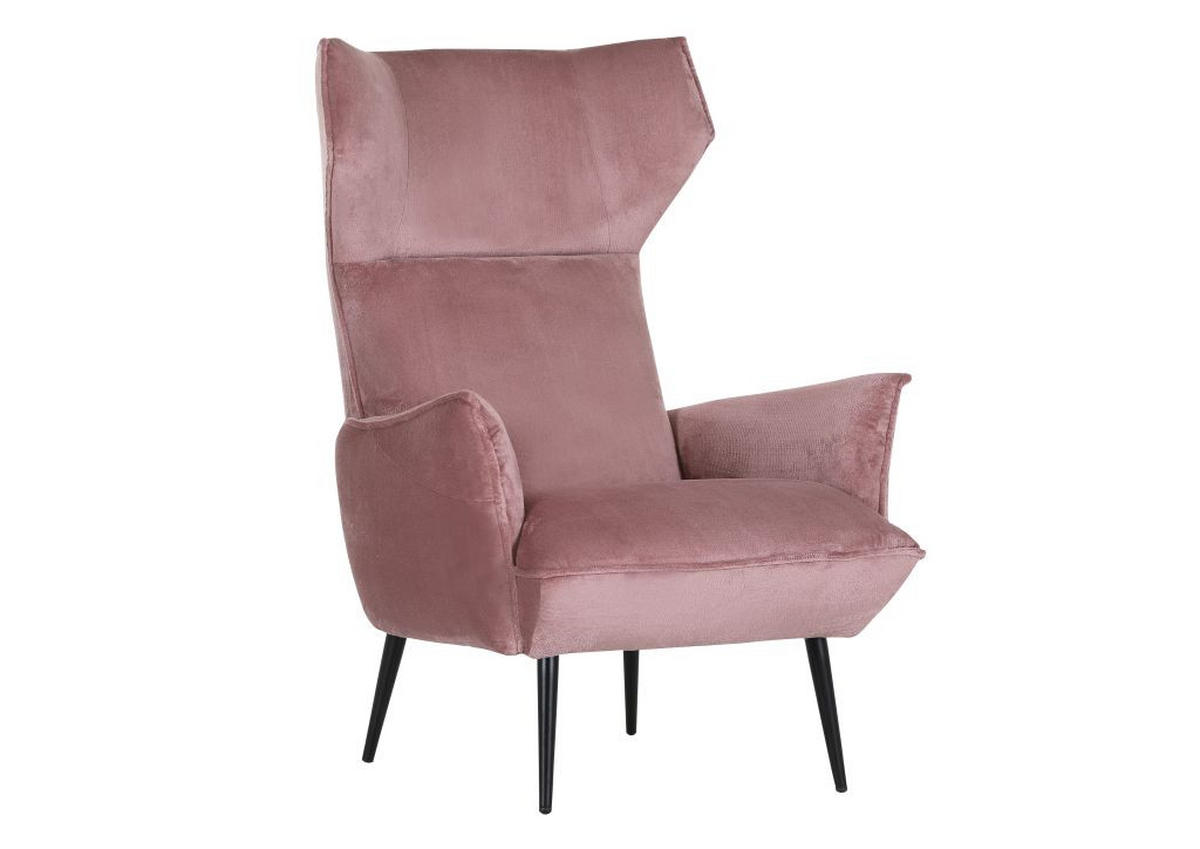 OHRENSESSEL in Plüsch Rosa  - Schwarz/Rosa, Konventionell, Textil/Metall (83/110/92cm) - MID.YOU