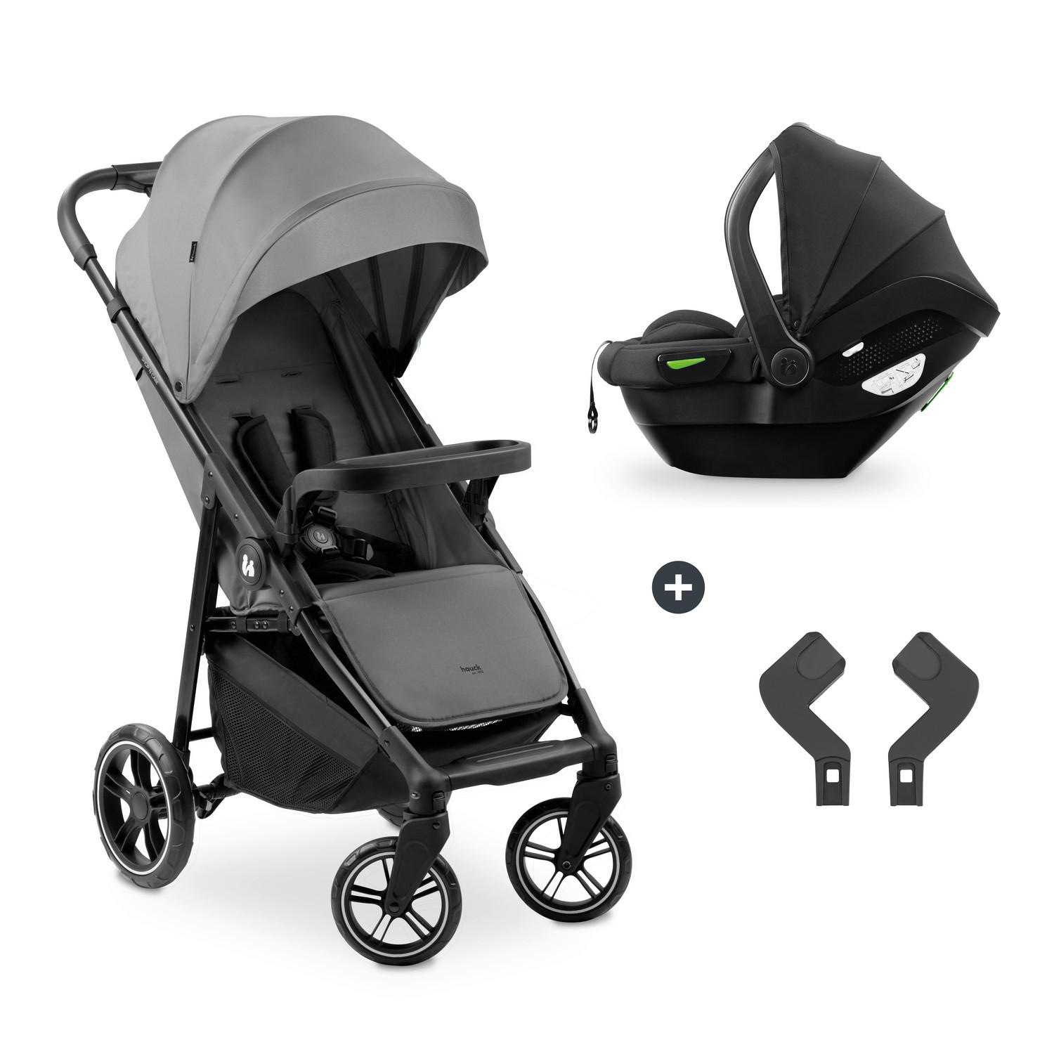 KINDERWAGENSET  Shop N Care Travel Set  Grey  - Schwarz/Grau, Basics, Textil/Metall (52/110/91cm) - Hauck
