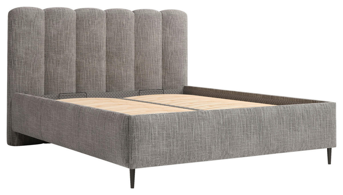 POLSTERBETT 140/200 cm,  in Hellgrau, Lattenrost, Bettkasten,  - Hellgrau/Schwarz, MODERN, Holz/Holzwerkstoff (140/200cm) - MID.YOU