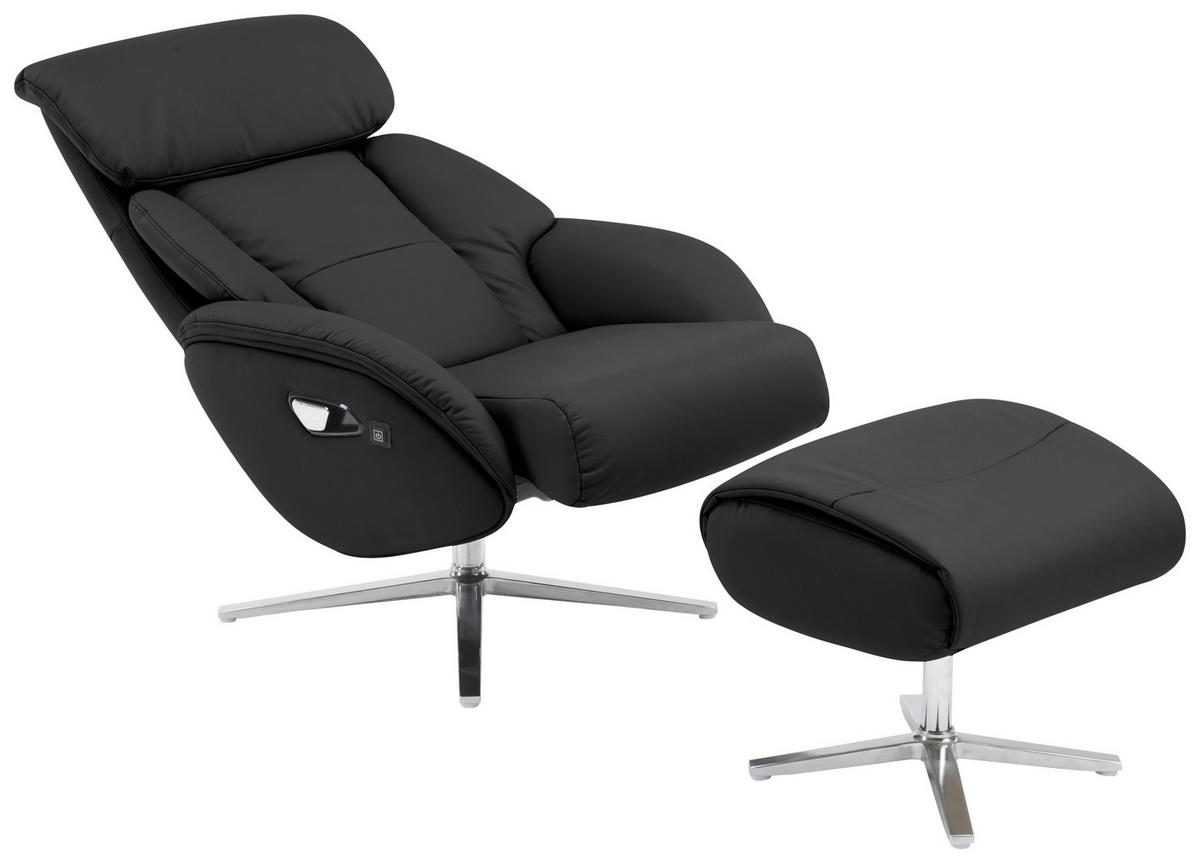 MASÁŽNE KRESLO, textil, koža, čierna - čierna/strieborná, Design, kov/koža (76/107/82cm) - Livetastic