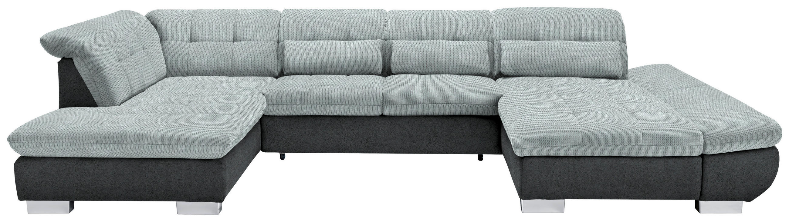 WOHNLANDSCHAFT in Mikrofaser Platinfarben  - Platinfarben/Chromfarben, Design, Kunststoff/Textil (211/350/204cm) - Xora