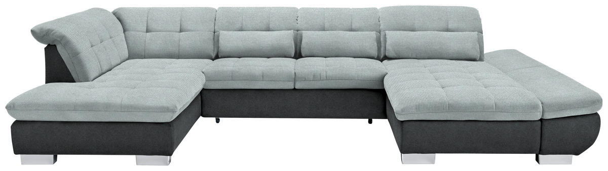 WOHNLANDSCHAFT in Mikrofaser Platinfarben  - Platinfarben/Chromfarben, Design, Kunststoff/Textil (211/350/204cm) - Xora