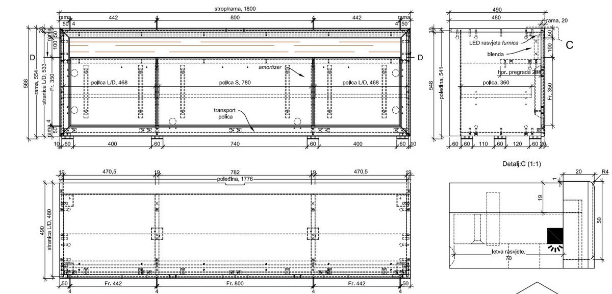 LOWBOARD  in 180/57/48 cm  - Schwarz, KONVENTIONELL, Holz/Holzwerkstoff (180/57/48cm) - Cantus