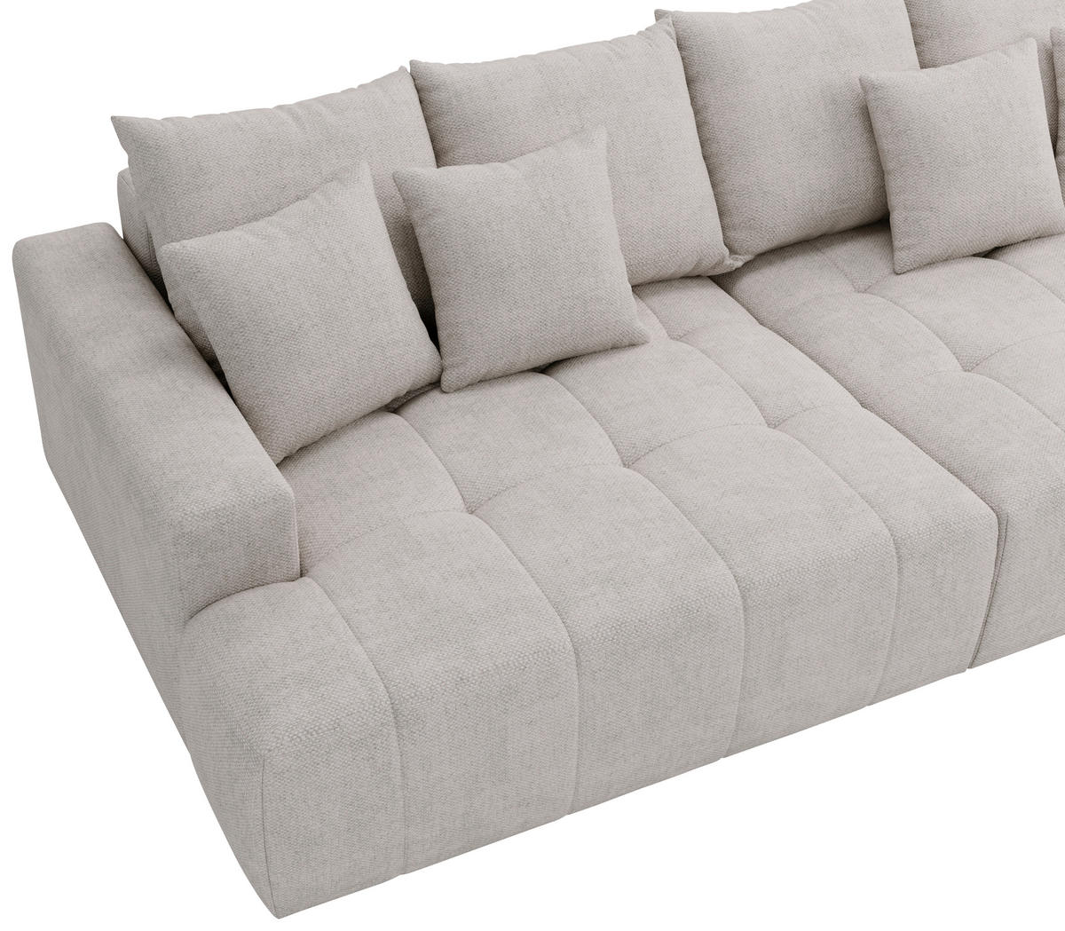 BIGSOFA ADELE in Chenille Creme  - Creme/Schwarz, Design, Kunststoff/Textil (270/85/136cm) - Livetastic