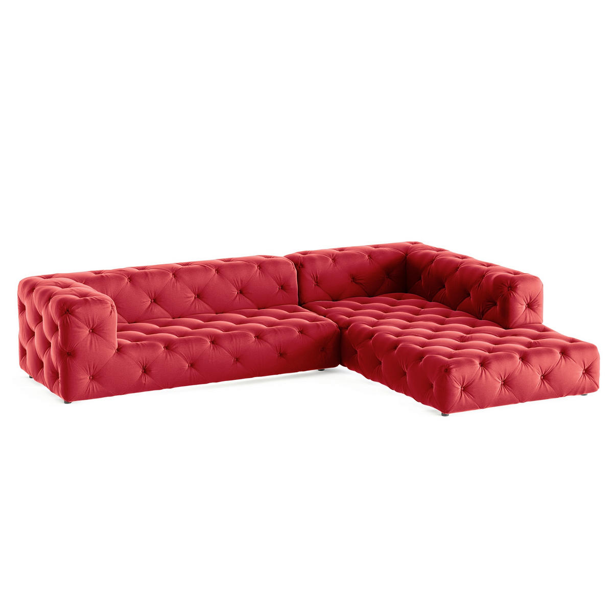 ECKSOFA Fresco Rot Samt  - Rot/Schwarz, Design, Kunststoff/Textil (325/228cm) - P & B